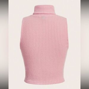 SHEIN Qutie Solid High Neck Ribbed Knit Tank Top size S NWT